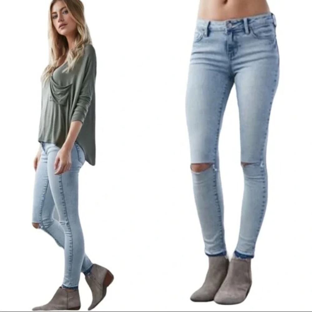 Bullhead Womens Jeans Size 25 Mid Rise Skinniest Ankle Ripped Acid Wash Distress